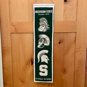 Michigan State Univ. Wool/Acrylic "Sparty History" Banner
